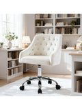 Ergonomischer Samt Burostuhl mit Rollen und hohenverstellbarem Sitz in Weiss