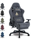 Atmungsaktiver Gamingstuhl aus Stoff mit Fussstutze und ergonomischem Design in Grau