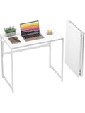 Klappbarer Schreibtisch 80 x 48 cm mit platzsparendem Design und werkzeugfreier Montage in Weiss