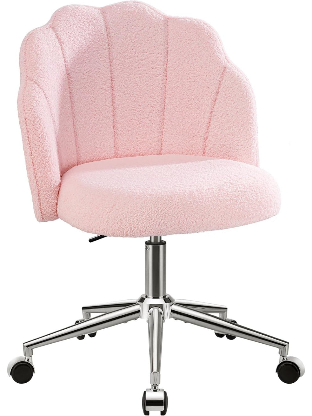Schminkstuhl mit Rollen hohenverstellbar im Muscheldesign in Rosa