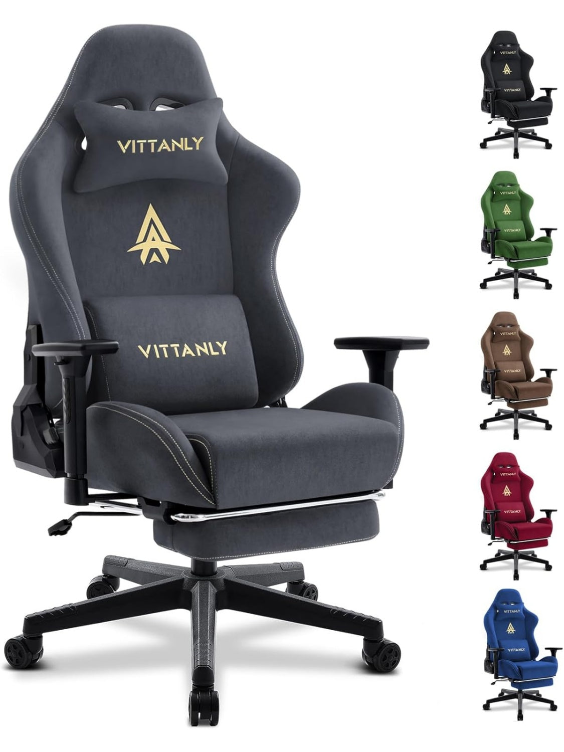 Luxurioser Gamingstuhl aus Wildlederimitat in Grau