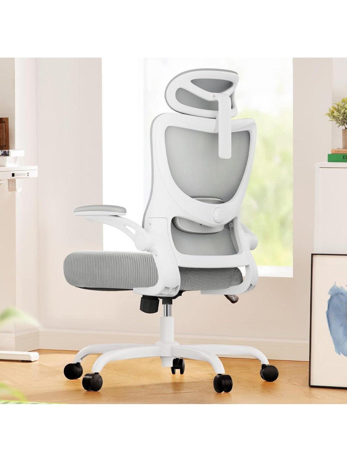 Ergonomischer Mesh Burostuhl mit hoher Ruckenlehne Kopfstutze und 3D Armlehnen