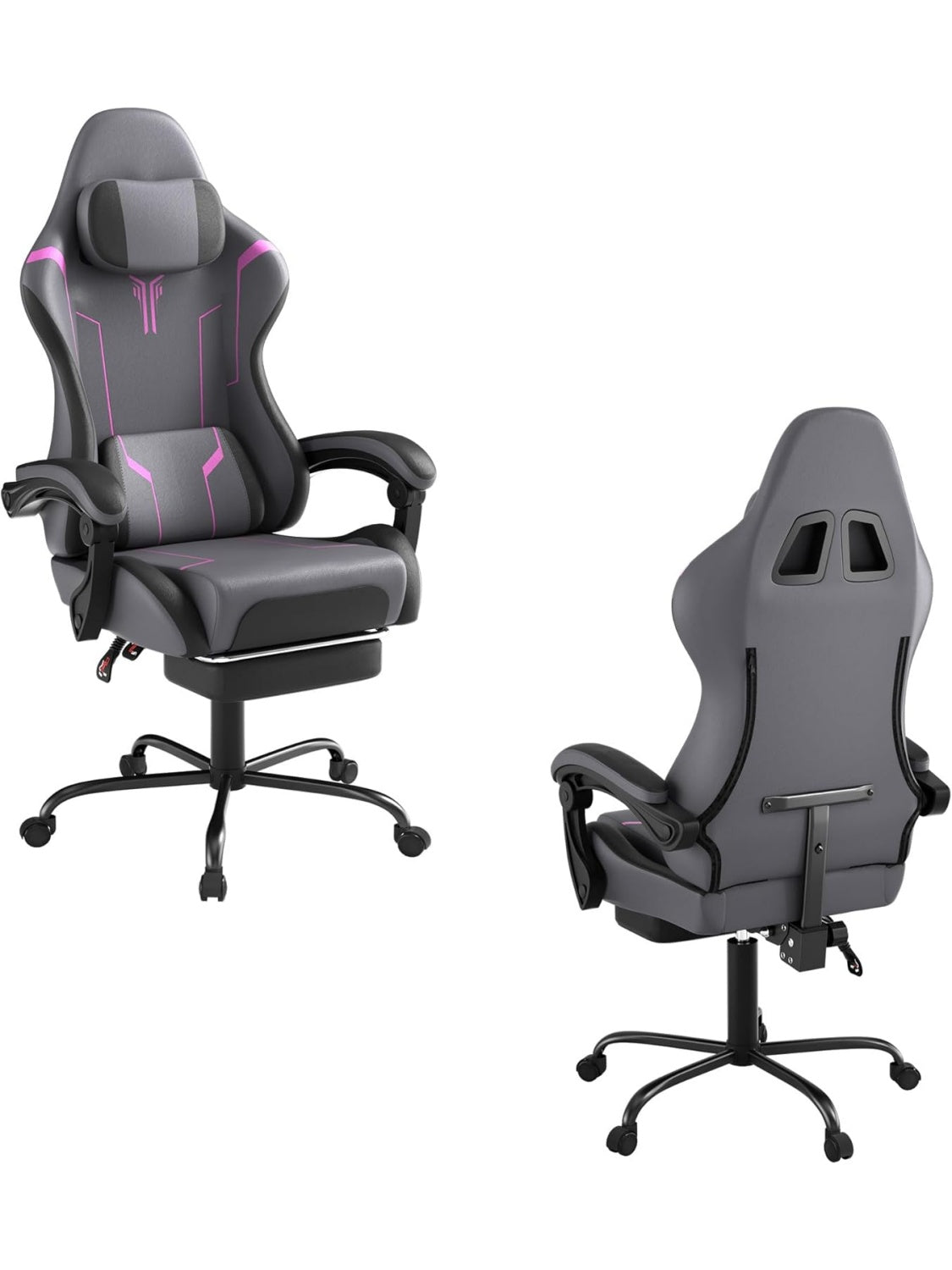 Gaming Burostuhl mit Massagefunktion ausziehbarer Fussstutze und verstellbarer Ruckenlehne