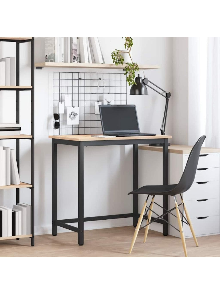 Hohenverstellbarer Holz Schreibtisch 80 x 50 x 77 cm mit Stahlgestell fur Buro und Homeoffice
