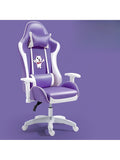 Ergonomischer Gamingstuhl mit 3D Armlehnen Doppelkissen und komfortablem Sitz fur Buro und Arbeitszimmer in Violett