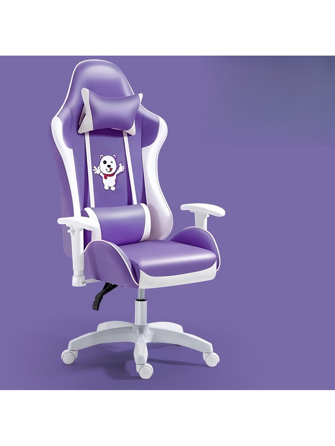 Ergonomischer Gamingstuhl mit 3D Armlehnen Doppelkissen und komfortablem Sitz fur Buro und Arbeitszimmer in Violett