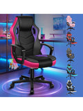Gamingstuhl aus Stoff und PU Leder mit ergonomischer Wippfunktion in Lila