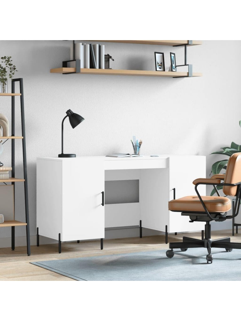 Weisser Burotisch aus Holz 140 x 50 x 75 cm fur Homeoffice und Arbeitsplatz