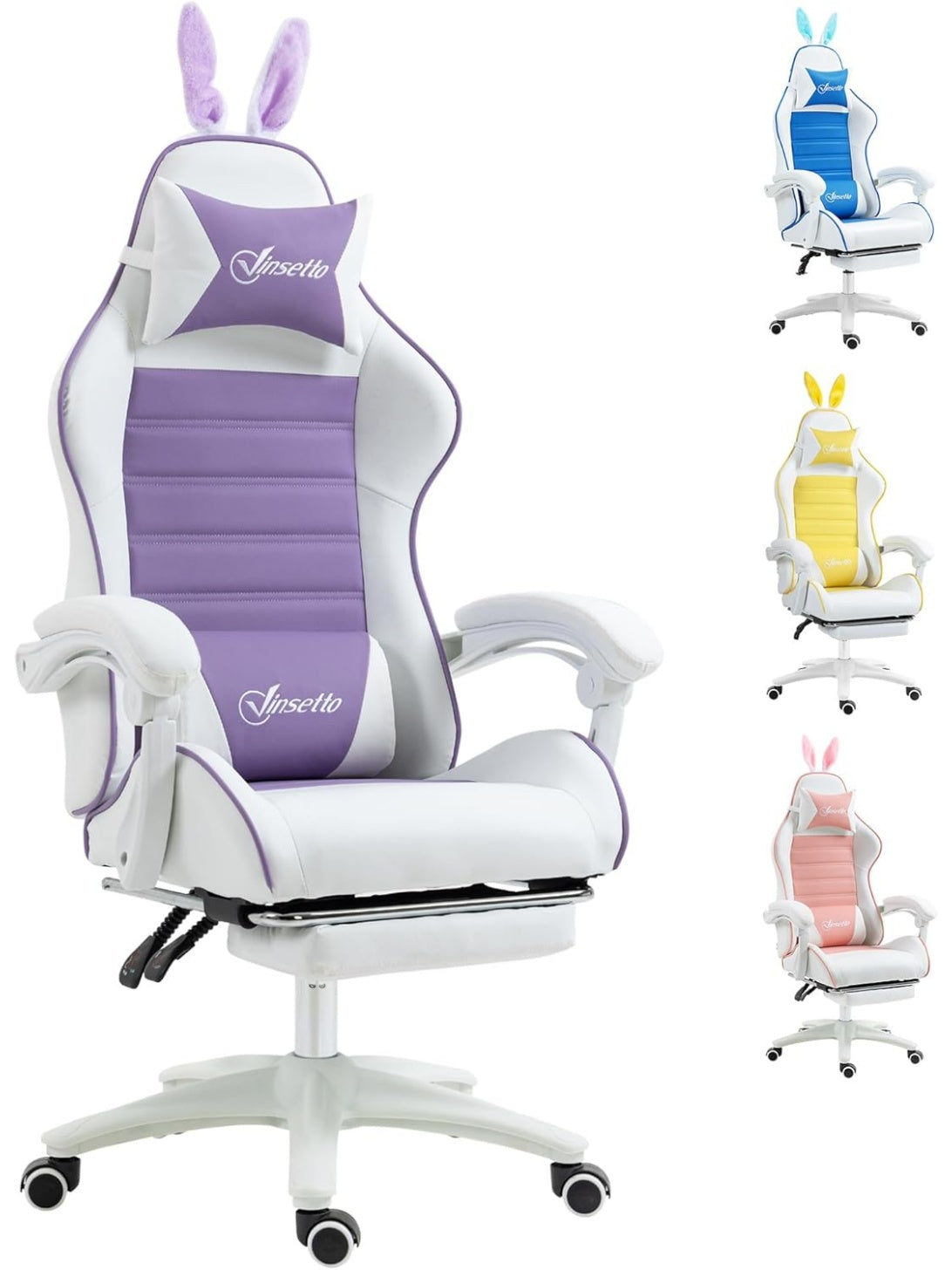 Gaming Burostuhl aus Kunstleder mit ergonomischer Formgebung in Violett