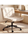 Samt Burostuhl ohne Armlehnen mit Rollen und hohenverstellbarem Sitz in Beige